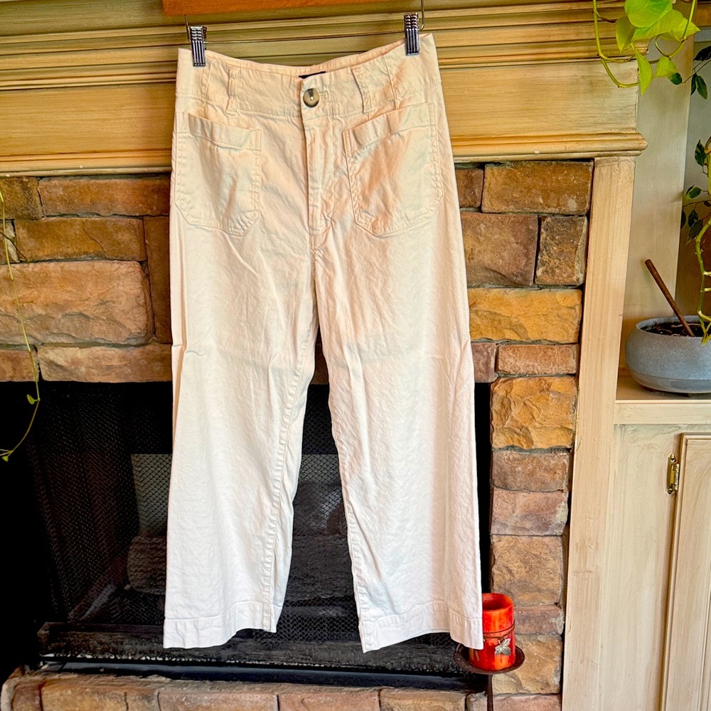 Anthropologie Cream Ankle Jeans